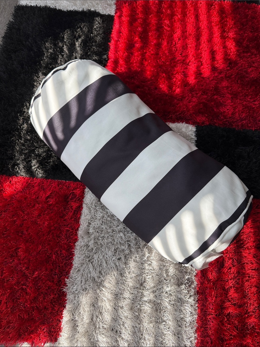 Striped Black and White Bolster Pillow